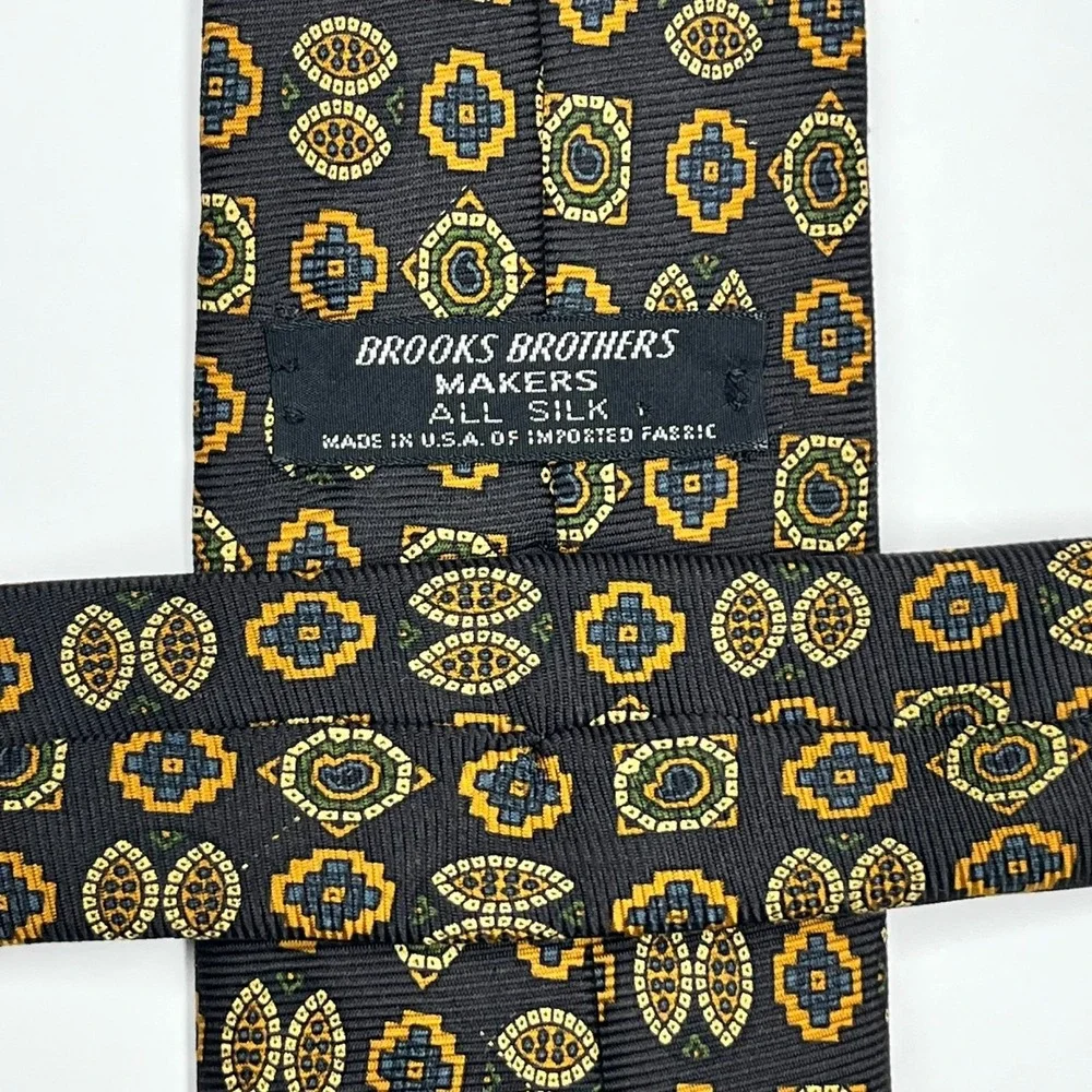 Brooks Brothers Makers Repp Silk XL Men's‎ Necktie Geometric Mosaic Medallions